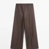 Pantalon en mélange de laine avec cordon de serrage contrasté Pantalon en mélange de laine avec cordon de serrage contrasté