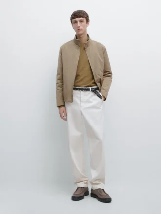 Pantalon en sergé de coton avec ceinture élastiquée