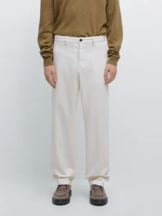 Pantalon en sergé de coton avec ceinture élastiquée