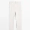 Pantalon en sergé de coton avec ceinture élastiquée Pantalon en sergé de coton avec ceinture élastiquée
