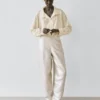 Pantalon fluide en lin métallisé Pantalon fluide en lin métallisé