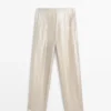 Pantalon fluide en lin métallisé Pantalon fluide en lin métallisé