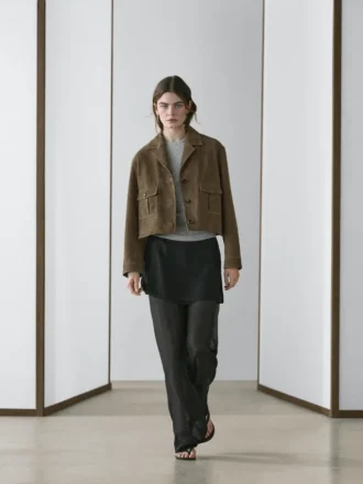Pantalon fluide en soie contrastée