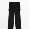 Pantalon fluide en soie contrastée Pantalon fluide en soie contrastée