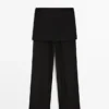 Pantalon fluide en soie contrastée Pantalon fluide en soie contrastée