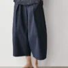Pantalon à jambes larges en mélange de coton