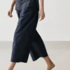 Pantalon à jambes larges en mélange de coton