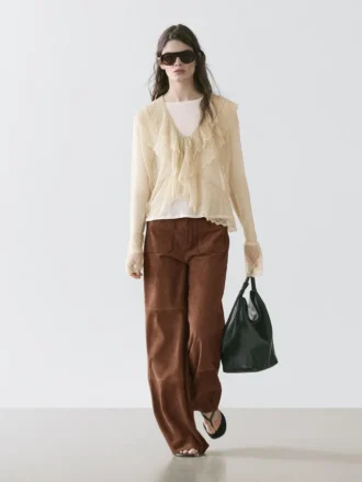 Gilets en mélange de lin avec détails à volants