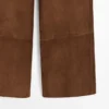 Pantalon large en cuir suédé avec poches Pantalon large en cuir suédé avec poches