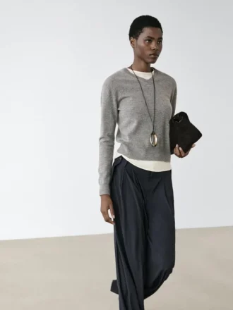 Pantalon plissé en mélange de laine