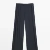 Pantalon plissé en mélange de laine Pantalon plissé en mélange de laine
