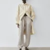 Pantalon sarouel 100 % lin en maille gaufrée Pantalon sarouel 100 % lin en maille gaufrée
