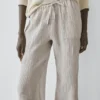 Pantalon sarouel 100 % lin en maille gaufrée Pantalon sarouel 100 % lin en maille gaufrée