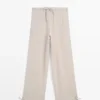 Pantalon sarouel 100 % lin en maille gaufrée Pantalon sarouel 100 % lin en maille gaufrée