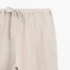 Pantalon sarouel 100 % lin en maille gaufrée Pantalon sarouel 100 % lin en maille gaufrée