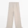 Pantalon sarouel 100 % lin en maille gaufrée Pantalon sarouel 100 % lin en maille gaufrée