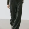 Pantalon sarouel en laine avec détail de cordon