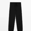 Pantalon sarouel en laine avec détail de cordon