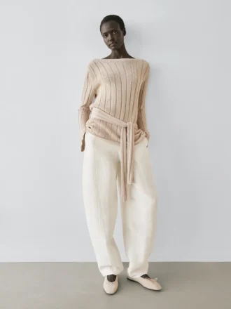 Pantalon sarouel en mélange de lin
