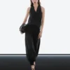 Pantalon sarouel semi-transparent avec boutons Pantalon sarouel semi-transparent avec boutons