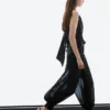 Pantalon sarouel semi-transparent avec boutons Pantalon sarouel semi-transparent avec boutons