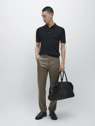 Pantalon slim en coton mélangé