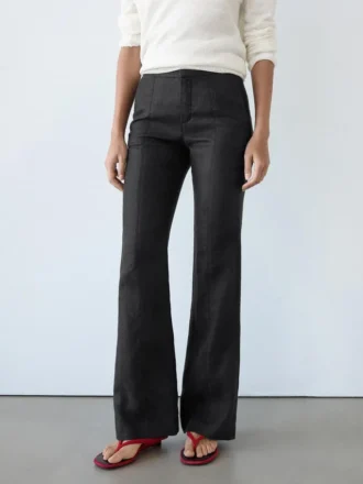 Pantalon évasé 100 % lin