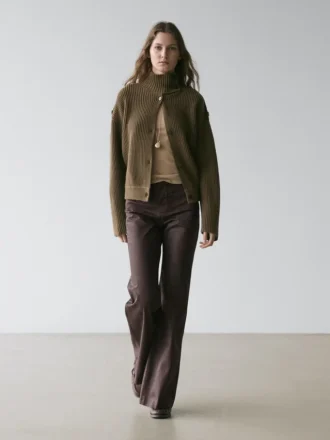 Pantalon évasé ciré