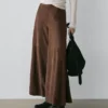 Pantalon évasé en cuir suédé Pantalon évasé en cuir suédé