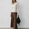 Pantalon évasé en cuir suédé Pantalon évasé en cuir suédé