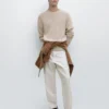 Pantalons ajustés en coton et lin Pantalons ajustés en coton et lin