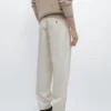 Pantalons ajustés en coton et lin Pantalons ajustés en coton et lin