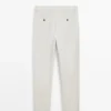 Pantalons ajustés en coton et lin Pantalons ajustés en coton et lin