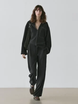 Pantalons en mélange de laine avec détails de coutures