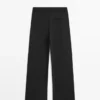 Pantalons en mélange de laine avec détails de coutures Pantalons en mélange de laine avec détails de coutures
