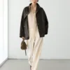 Parka-cape en cuir nappa avec poches Parka-cape en cuir nappa avec poches