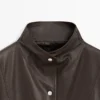 Parka-cape en cuir nappa avec poches Parka-cape en cuir nappa avec poches