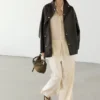 Parka-cape en cuir nappa avec poches Parka-cape en cuir nappa avec poches