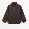 Parka-cape en cuir nappa avec poches Parka-cape en cuir nappa avec poches