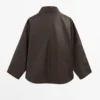Parka-cape en cuir nappa avec poches Parka-cape en cuir nappa avec poches