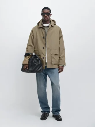 Parka en mélange de coton avec poches