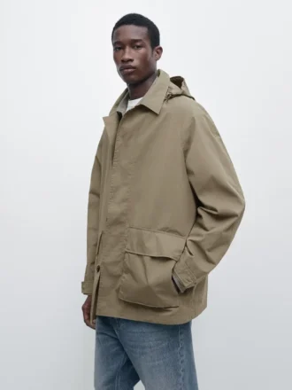 Parka en mélange de coton avec poches