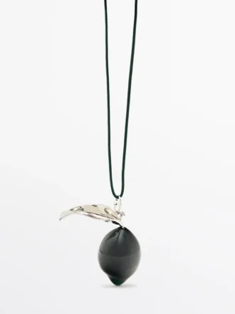 Pendentif avec élément en verre en forme de citron