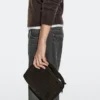 Petit sac en cuir refendu tressé Petit sac en cuir refendu tressé