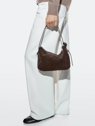 Petit sac en cuir suédé refendu