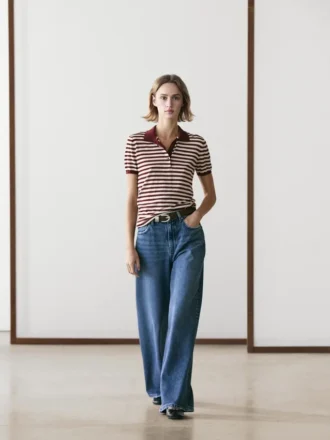 Polos en coton avec détails rayés