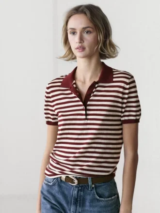 Polos en coton avec détails rayés