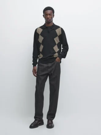 Polos en maille argyle en laine mélangée