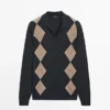 Polos en maille argyle en laine mélangée