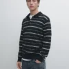 Polos en maille rayée en coton mélangé